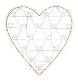 Von Sass and Belle Herzförmige Fotohalterung aus Draht 51 x 56 cm Cremefarben