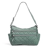 Vera Bradley Women's Performance Twill Triple Zip Shoulder Satchel Purse, Olive Leaf, One Size