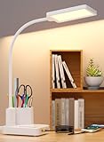 Desk Lamp, LED Desk Lamps for Home Office with 2 USB Charging Port/Outlet/Organizer,Desk Lamp for College Dorm Eye-Caring Study Light,Gooseneck Table Lamp with Pen Holders/Storage,9 Lighting Modes