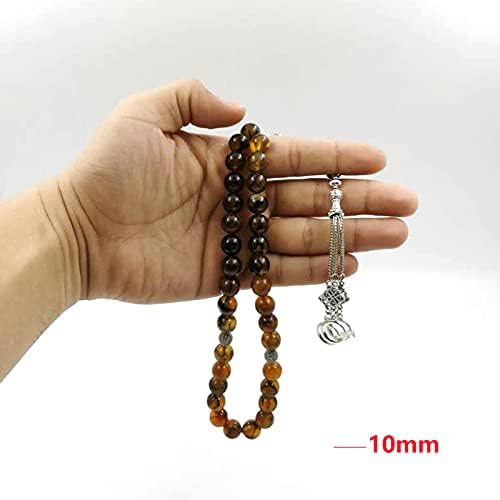 ALBASHAN Tasbih Natural Brown agates stone islamic rosary misbaha 33beads Metal tassels Arabic fashion bracelet Jewelry Accessories gift