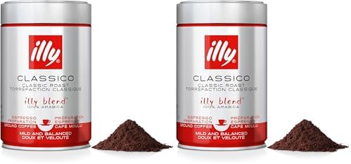 illy Classico Medium Roast Arabica Coffee for Moka Pots, 250g (Pack of 2)