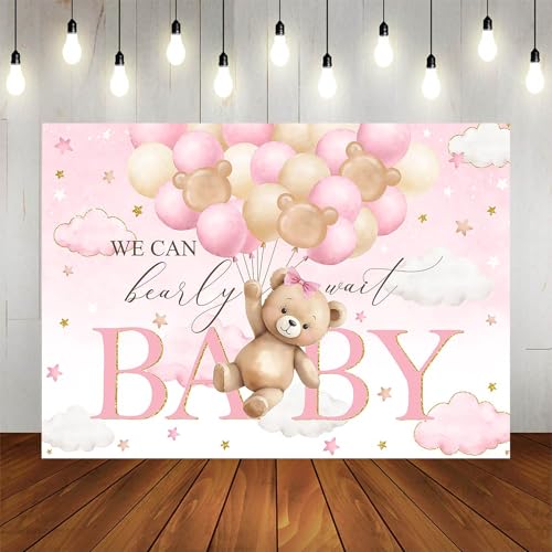 Fondo para Baby Shower Tema Oso Rosa 240x180 cm miniatura 5