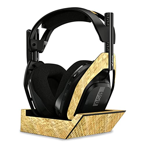 Image of MightySkins Glossy Glitter Skin Compatible with Astro A50 Wireless Headphones + Base Station (Gen 4) - Gold Tiles | Protective, Durable High-Gloss Glitter Finish | Easy to Apply | Made in The USA