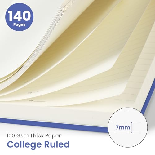 Image of Taja Lined Spiral Journal Notebook for Women & Men, 140 Pages, College Ruled Hardcover Notebook for Work & Note Taking, Journals for Writing, A5(5.7 inch x 7.9 inch) - Royal Blue