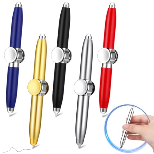 Jostift 5 Stück Fidget Pen,Spinning Pen mit LED Licht,Luminous Schreibwerkzeug,Beleuchtete Spitze Stift Kugelschreiber für Stressabbau
