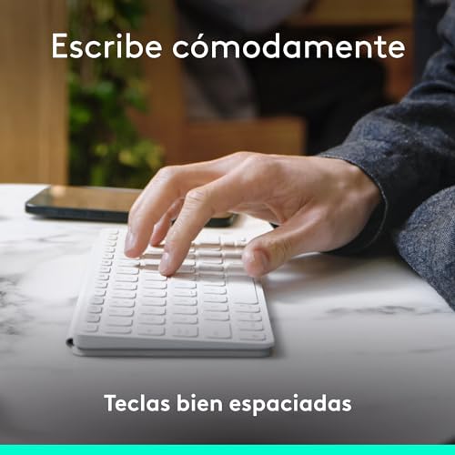 Miniatura 4 de Logitech Keys-To-Go 2, Teclado Bluetooth Portátil Para Tablet Con Tapa Integrada, Teclado Inalámbrico Estilizado Para Windows, Android, Linux, Ipad, Iphone, Mac, Apple Tv, Qwerty Español - Gris Claro