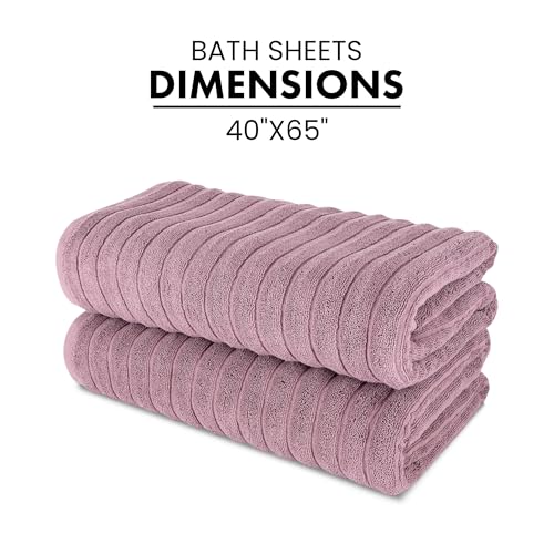 Classic Turkish Towels CTT - Premium 2 Piece Jumbo Bath Sheets, 100% Turkish Cotton, Absorbent & Ultra Comfy Bath Towel Sheets for Hotels & Spa | 40"x65" (Mauve)