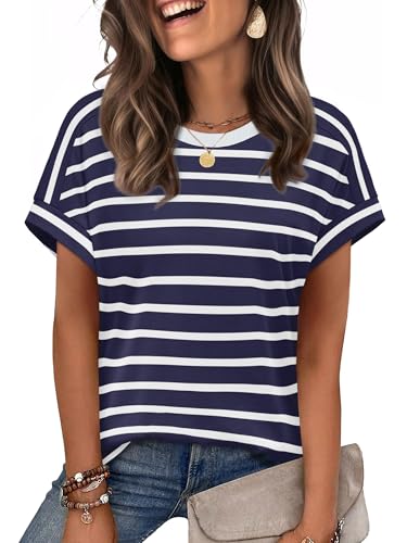 Image of WIHOLL Womens Tops Short Sleeve Shirts Summer Outfits 2026 Spring Dressy Casual Clothes Clothing