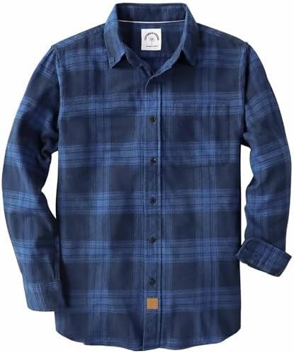 Dubinik® Flannel Shirt for Men 100% Cotton Mens Flannel Shirts Long Sleeve Plaid Soft Casu...