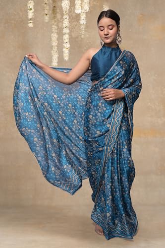 Image of MIRCHI FASHION Women Saree Floral Print Chiffon | Lightweight Festive Occasion Sari for Farewell and Functions with Unstitched Blouse Piece