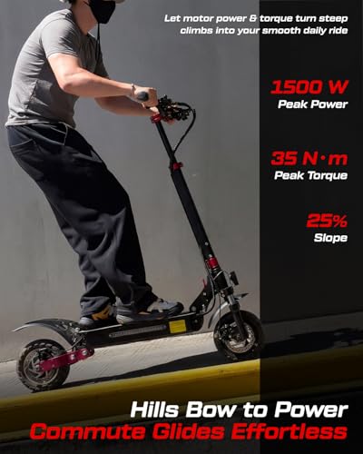 LEOOUT T88 Electric Scooter with Seat (Only) - 1500W Motor, 31 MPH Top Speed, 41 Mile Range - Image 5