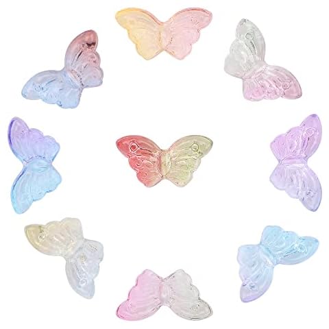 200pcs Butterfly Beads Butterfly Spacer Beads Glass Butterfly Beads for Earring Bracelet Necklace Jewelry DIY Craft Making, 8mm Cover