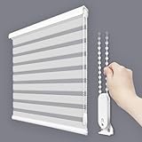 Foiresoft Standard Custom Zebra Roller Blinds for Windows [W10–105 x H10–115 Inch, Grey, Basic], Light Filtering Dual Layer Shades for Bedroom, Living Room, Office, 13 Colors
