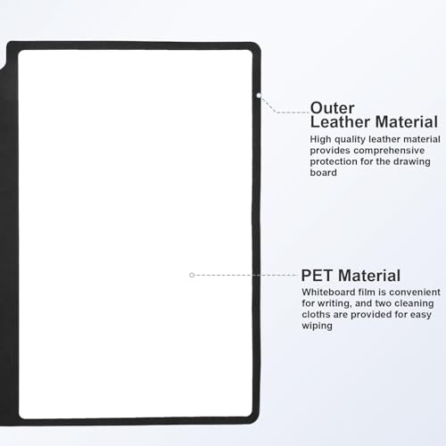 Mini Whiteboard A5, 33.8 x 24 cm, Tragbares Abwischbares Whiteboard mit 2 Tuch, Doppelseitiges Schreiben für Zuhause, Büro, Schule (Schwarz)