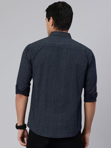 Image of Majestic Man Custom Geometric Printed Pure Cotton Slim Fit Casual Shirt