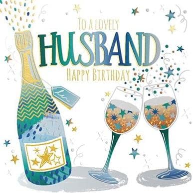 Ling Design Lovely Husband Birthday Card - Modern Bottle and Glasses ...
