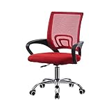 TUKAILAi Bürostuhl aus Netzstoff, Chefsessel, verstellbarer und drehbarer Computerstuhl, Heimbürostuhl, mittlere Rückenlehne mit Lendenwirbelstütze, ergonomischer Arbeitsstuhl, Rot
