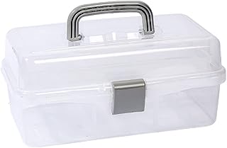 工具箱 収納ボックス 小物収納ケース 3段式ツールボックス 大容量 ファッション 使い勝手がよい プラスチック 収納ボックス 折り畳み式 取っ手付 道具箱 (30.8*17*14.5cm,透明な)
