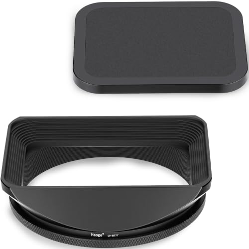 Capuchón para lente Haoge de metal cuadrado con rosca de 77 mm, incluye tapa, compatible con lentes Canon, Nikon, Sony, Leica, Zeiss, Voigtlander, Nikkor, Panasonic, Fujifilm y Olympus de rosca de filtro de 77 mm miniatura 1