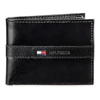 Tommy Hilfiger Men's Ranger Leather Passcase Wallet with Removable Card Case, Black, One Size