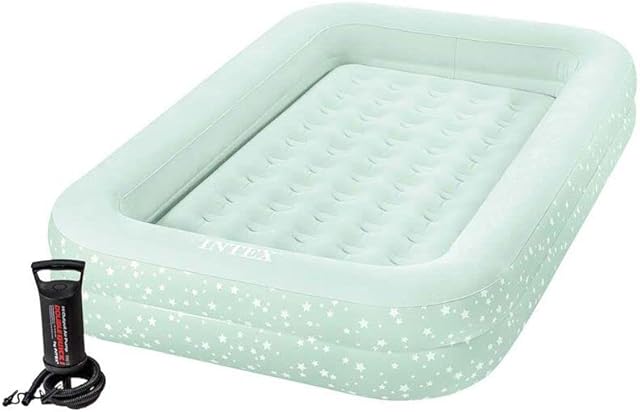 Intex Kidz Travel Cot Bed Inflatable Mattress Air Bed with Pump, 3-6 yrs