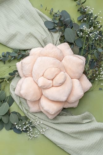 Image of Green Philosophy Co. Succulent Pillow 20 inch - Soft 3D Decorative Flower Throw Pillow, Unique Blush Peach Plush Flower Cushion, Perfect for Couch, Sofa, Bedroom Decor, Gift for Plant Lovers