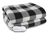 Biddeford Blankets Comfort Knit Electric Heated Blanket with Analog Controller, Throw, Black/White...