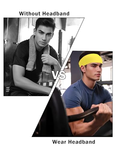 Image of Headbands for Men & Women, Sweat Headband Non-Slip Sweatband Sports Running Cycling Yoga Basketball Workout Football Training