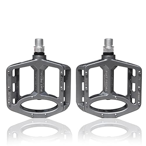 Upanbike Magnesium Alloy Bike Pedals 9/16'' Spindle Bearing High-Strength Non-Slip Large Flat Platform For Mountain Bike Road Bicycle (Titanium Color) #TOP4