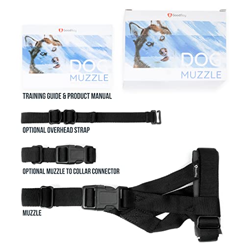 Gentle Muzzle Guard For Dogs - Prevents Biting And Unwanted Chewing Safely Secure Comfort Fit - Soft Neoprene Padding – No More Chafing – Training Guide Helps Build Bonds With Pet (M, Grey) #TOP1