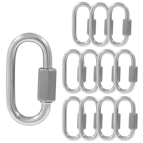 Qjaiune 12 connettori rapidi da 1/8 di pollice in acciaio inossidabile 304 a forma di D, connettore rapido M3.5 per catena a maglie rapide resistenti e durevoli, capacità 78,9 kg