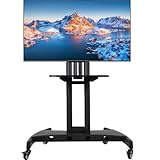 GCCSJ Rolling TV Stand with Adjustable Shelf，Portable TV Stand on Wheels for 32-75 Inch Screens，Heavy Duty Base Mobile TV Cart，132 LBS Weight Capacity， Suitable for Living Room/Bedroom/Office
