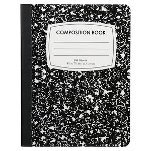 Classic Composition Notebook, Black and White Marble Pattern, Wide ...