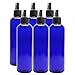 8oz Cobalt Blue Plastic PET Spray Bottles w/Fine Mist Atomizers (6-pack); for DIY Home Cleaning, Aromatherapy, Beauty Care