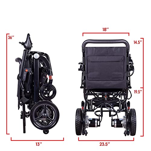 Rubicon DX06 Super Lightweight Electric Wheelchairs - ONLY 40lbs - Easy to Use - 12 mi Cruise Range - Detachable Battery 10AH (400 W Motor Power)