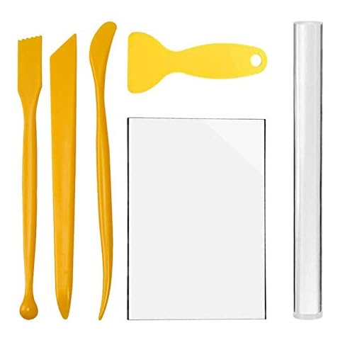 Zngou 6Pcs Clay Rolling Pin Acrylic Clay Roller with Acrylic Sheet Board Plastic Scraper and Clay Modelling Tools Pottery Clay Craft Tools for Kids Adults Polymer Clay Shaping Sculpting Cover