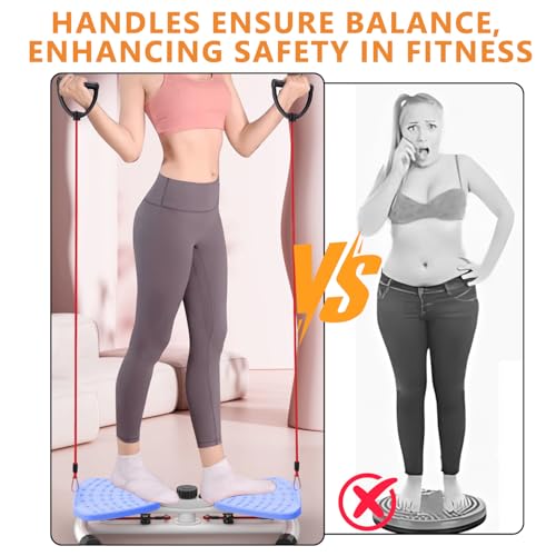 Twist Waist Machine mit Schrittzähler&Kordelzug, Balance Board Twister Drehscheibe Tragkraft 120kg, (Digital Display) Gewichtsverlust Bauchmuskeltraining Gleichgewichtstraining (Blau)