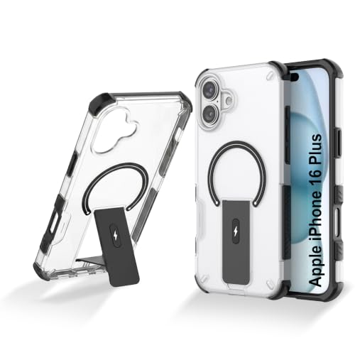 Image of ZAP CASE Matte Kickstand Case for iPhone 16 Plus | Magsafe Compatible | Premium Polycarbonate Back + Flexible TPU Bumper | Foldable Stand | Military-Grade Drop Protection | Anti-Fingerprint | White