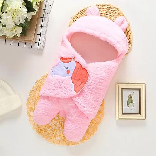 Image of Baby Bear Hooded Fleece Romper and Swaddle Wrap Set, Plush Teddy Design, Brown (2, Brown&Pink, Baby)