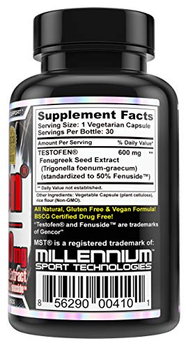 Mst Testofen | Fenugreek Seed Extract | Standardized To 50% Fenuside™ | 600Mg | 30 Count | Bscg Certified Drug Free #TOP2