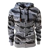 ROCK-IT Apparel® Kapuzenjacke Camouflage Herren Heavy Hoodie Sweatjacke Männer Zipper Hoody Workerhoodie Pullover S-5XL mit Reißverschluss Und Fleece-Innenseite Camo Grau S