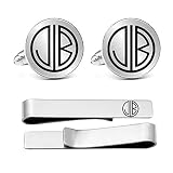 Kooer Cufflinks For Men, Personalized Gatsby Style Monogram Initials Cuff Links Custom Wedding Cuffl