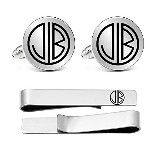 Kooer Cufflinks for Men, Personalized Gatsby Style Monogram Initials Cuff Links Custom Wedding Mens Cufflinks Gift for Men Groom Groomsman