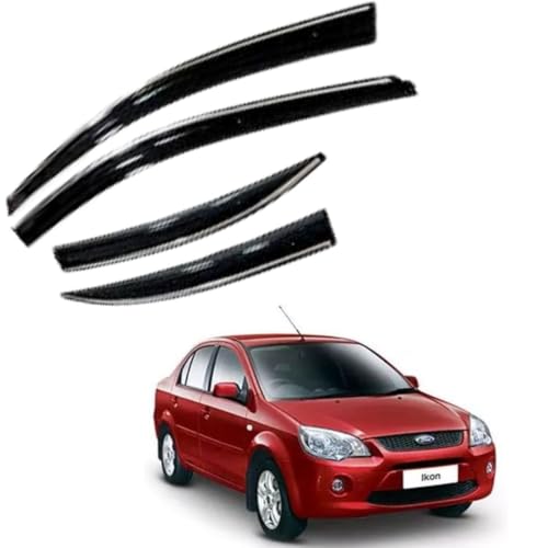 Image of CAR SAAZ Chrome Line Door Visor for Ikon (Set of 4 Pcs) | Rain Guard | Wind Deflector