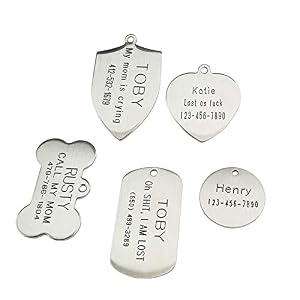 Stainless Steel Custom DEEP Engraved Pet ID Tags, Personalized Front and Back Dog Tags for Dogs and Cats (Bone - Regular) Stainless Steel Custom DEEP Engraved Pet ID Tags, Personalized Front and Back Dog Tags for Dogs and Cats (Bone – Regular)
