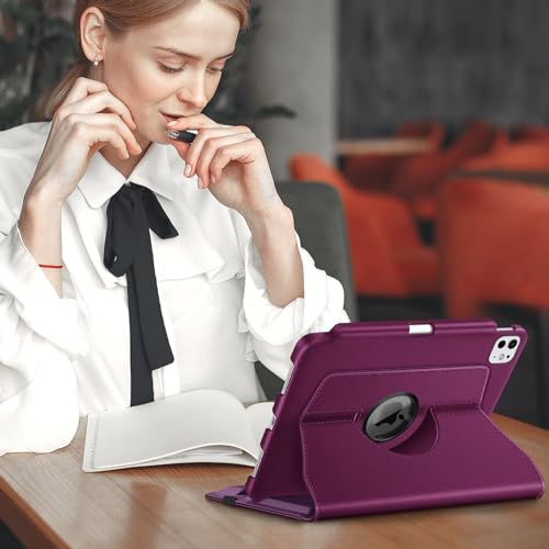 Image of Fintie Rotating Case for iPad Pro 11-inch (M5) 2025 / (M4) 2024 - [Built-in Pencil Holder] 360 Degree Swiveling Smart Stand Protective Cover, Auto Sleep /Wake, Purple