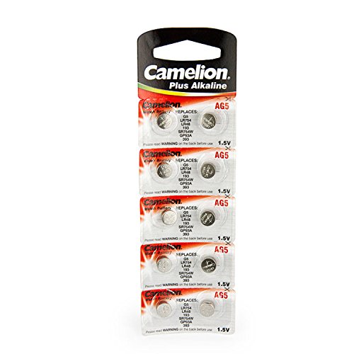 Camelion Long Lasting LR754 Batteries 10 Pack, AG5 393 193 Premium Alkaline Battery 1.5V Button Coin Cell Batteries, Leak-Proof 1.5 Volt Button Cell Battery for Toys and Electronics