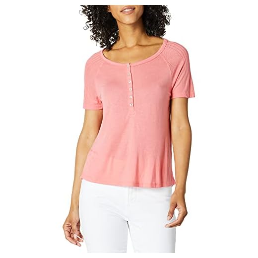 Splendid Dam kortärmad Henley t-shirt ledig lounge pyjamas topp Pj