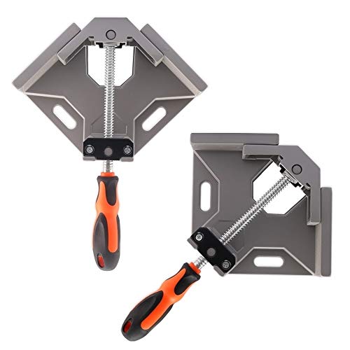 2 Pack 90 Degree Corner Clamp Right Angle Clamp Aluminum Alloy Made, Adjustable Swing Jaw Corner Clamp, Woodworking Vice Wood Metal Welding Gussets, Single Handle #TOP3