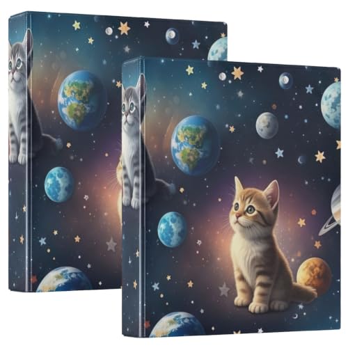 Classeur 3 anneaux chat mignon flexible format ex2 avec poches de rangement amples
